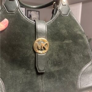 Michael Kors Dark Green Suede Shoulder Bag